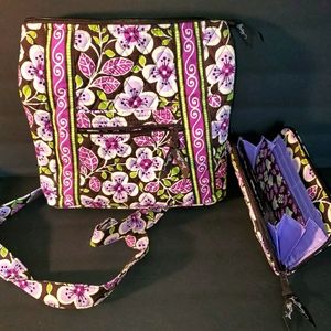 Vera Bradley Ret "Plum Petals" Hipster & Wallet